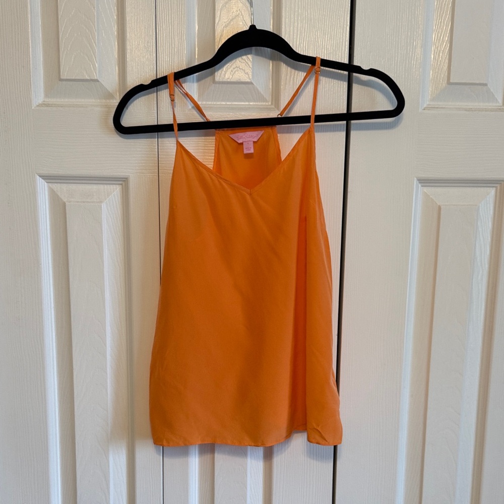 EUC Lilly Pulitzer 100% Silk Vibrant Orange Racerback Tank